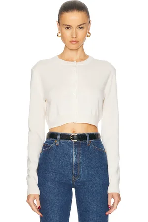 ENZA COSTA Cashmere Fitted Cardigan in Ivory