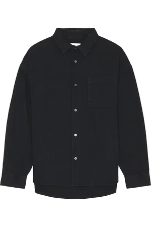 Frame Long Sleeve Relaxed Denim Shirt in Black