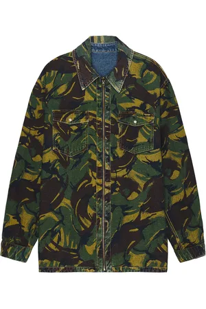 MARTINE ROSE Reversible Camo Shirt in Green,Blue