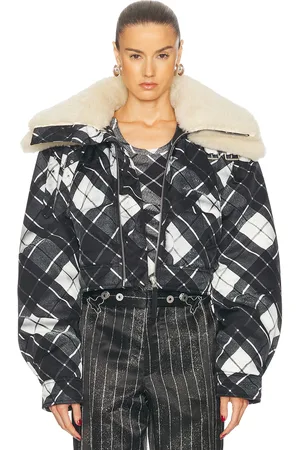 Jean Paul Gaultier Distorted Tartan Aviator Coat in Black