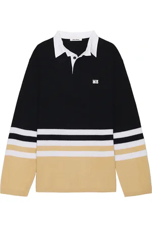 WALES BONNER Cypher Long Sleeve Polo in Blue