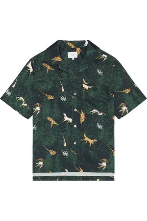 Rhude Scramble Dog Print Shirt in Dark Green