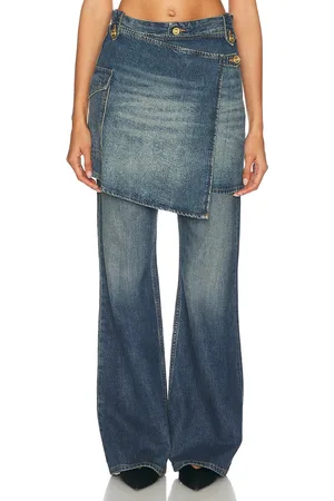 Ganni Flared Leg With Skirt in Denim-Medium