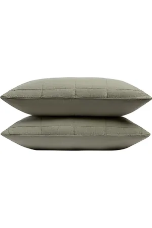 Parachute Linen Box Quilted Sham Set in Green
