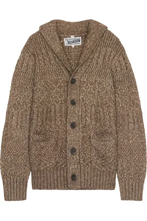 Schott NYC Merino Wool Cardigan in Brown