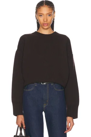 Rohe Compact Knit Crewneck Sweater in Chocolate