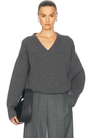 Rohe Compact Knit V Neck Sweater in Grey