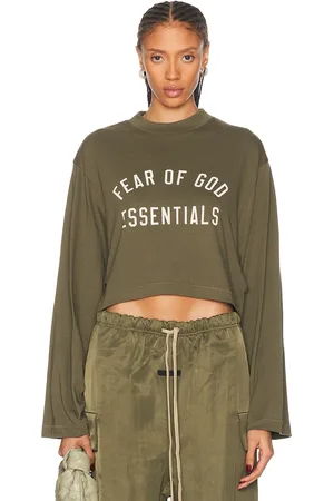 FEAR OF GOD Cropped Long Sleeve T-Shirt in Green