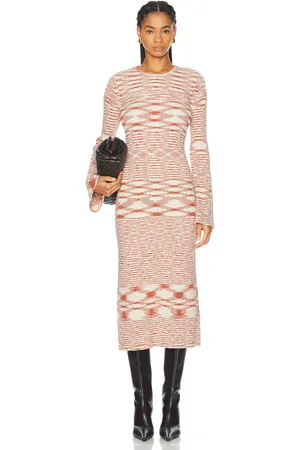SIMON MILLER Axon Knit Dress in Cream,Rust