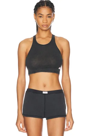 Alexander Wang Cropped Classic Racer Tank Top in Charcoal