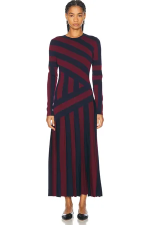 GABRIELA HEARST Seema Dress in Navy,Burgundy