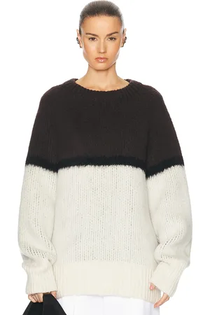 Khaite Martina Sweater in Chocolate,White