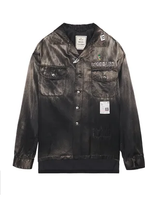 Maison Mihara Yasuhiro Bleached Long Sleeve Satin Shirt in