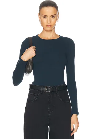 SABLYN Quincy Long Sleeve Fitted Crewneck Top in Teal