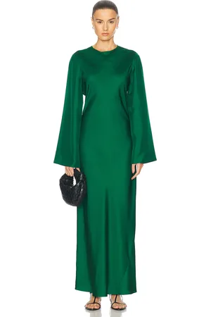 Rohe Minimal Wide Sleeved Silk Dress in Green