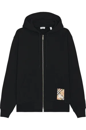 Burberry Check Label Zip Up Hoodie in