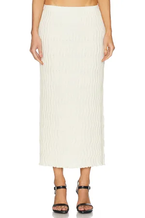 Bottega Veneta Rib Knit Midi Skirt in White