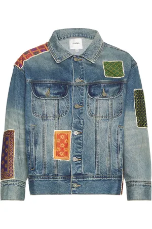 Found Kantha Patchwork Denim Trucker Jacket in Denim-Medium