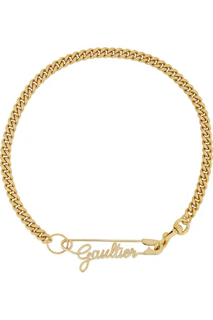 Jean Paul Gaultier Safety Pin Necklace in Metallic