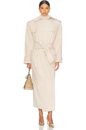 Helsa Suede Trench Coat in Neutral