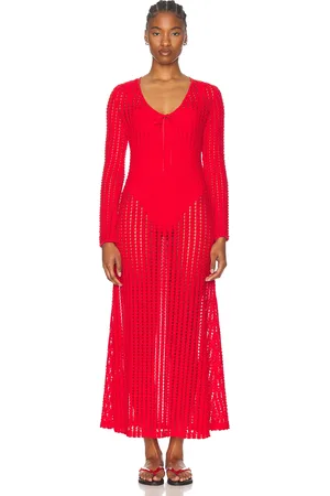 Simkhai Elton Keyhole Midi Dress in Red