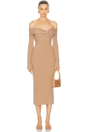 Roland Mouret Cashmere Off Shoulder Midi Dress in