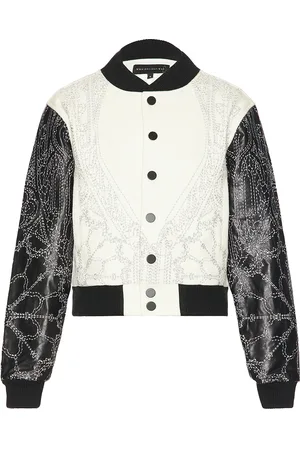 Who Decides War by Ev Bravado Notre Dame Varsity Jacket in White