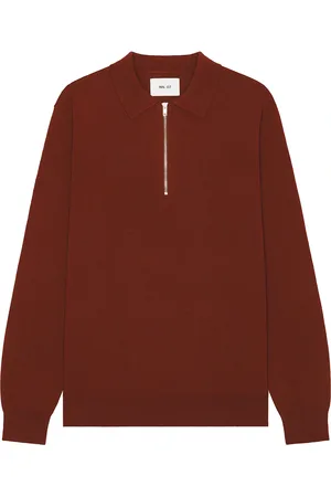 NN.07 Sergio Zip Polo Sweater in Red