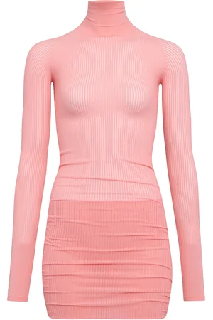 Alaïa Long Sleeve Mini Dress in Pink