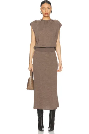 Simkhai Xion Draped Cape Dress in Brown