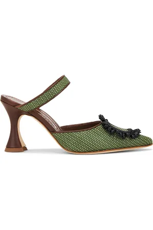 Manolo Blahnik Atika 90 Mule in Green