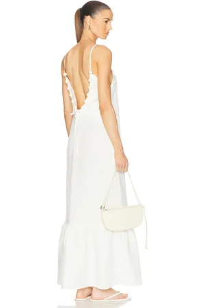 Adriana Degreas Golden Age Solid Strap Long Dress in White