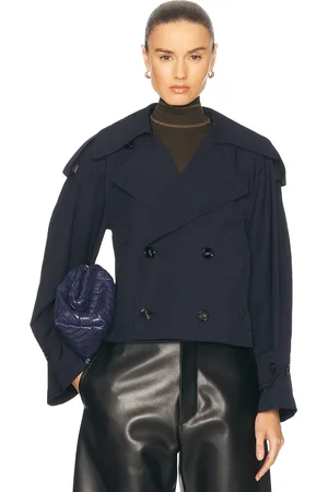 Bottega Veneta Cropped Trench Coat in Navy
