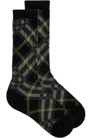 Burberry Check Crew Socks in Navy