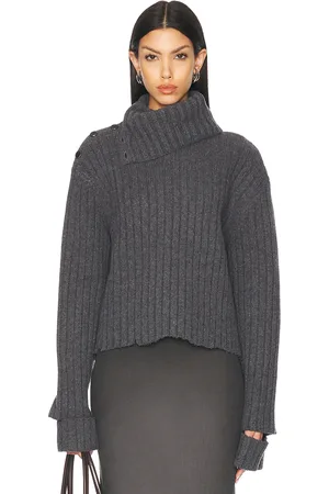 Helmut Lang Cut Out Sleeve Sweater in Charcoal