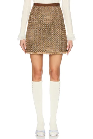 VALENTINO Fantasy Tweed Skirt in Brown