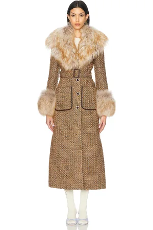 VALENTINO Fantasy Tweed Coat in Brown
