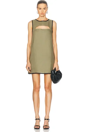 Matthew Bruch Bound Cutout Mini Shift Dress in Army