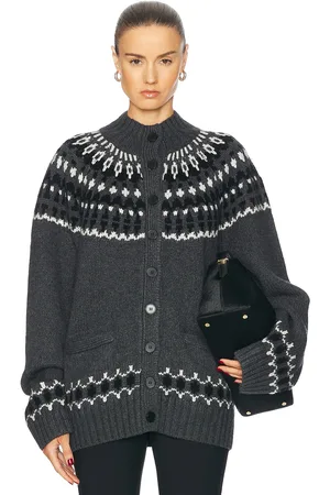 EAVES Jen Fair Isle Cardigan in Grey