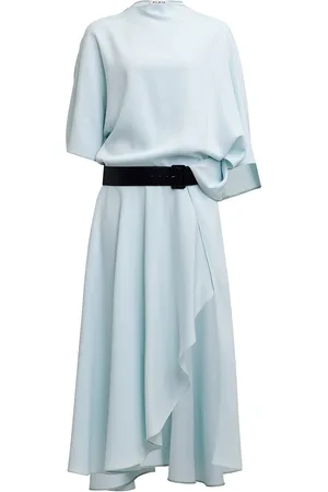 Alaïa Short Sleeve Midi Dress in Baby Blue
