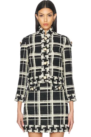 VALENTINO Check Tweed Jacket in Black