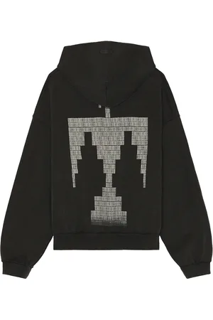FEAR OF GOD French Terry Overlapped Thunderbird Grey Print Hoodie in Charcoal