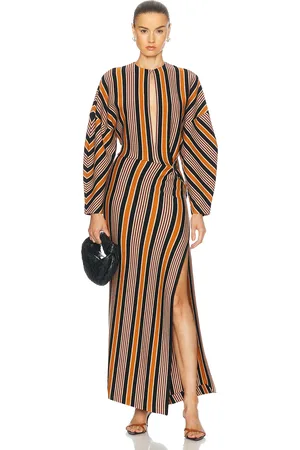 Missoni Striped Knit Long Dress in Rust