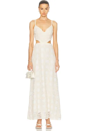 PATBO Natural Crochet Long Dress in White