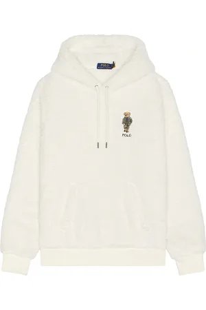 Ralph Lauren Hi Pile Fleece Novelty Bear Hoodie in Cream