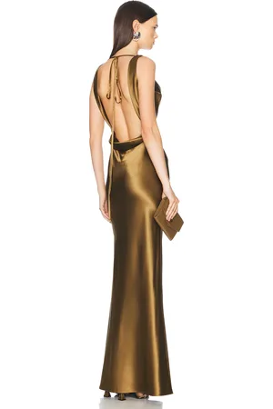 Mirror Palais Plunging Back Cowl Dress in Green