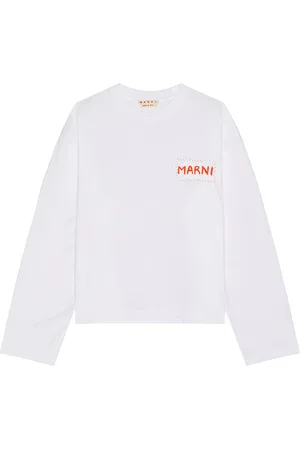 Marni Logo Long Sleeve Tee in White