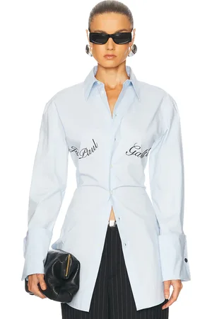 Jean Paul Gaultier Long Sleeve Button Up Top in Blue