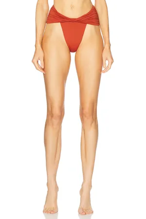MAGDA BUTRYM Ruched Swim Bottom in Burnt