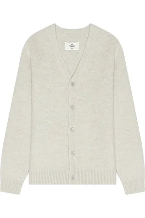 Reigning Champ Textured Boucle Turf Cardigan in Grey